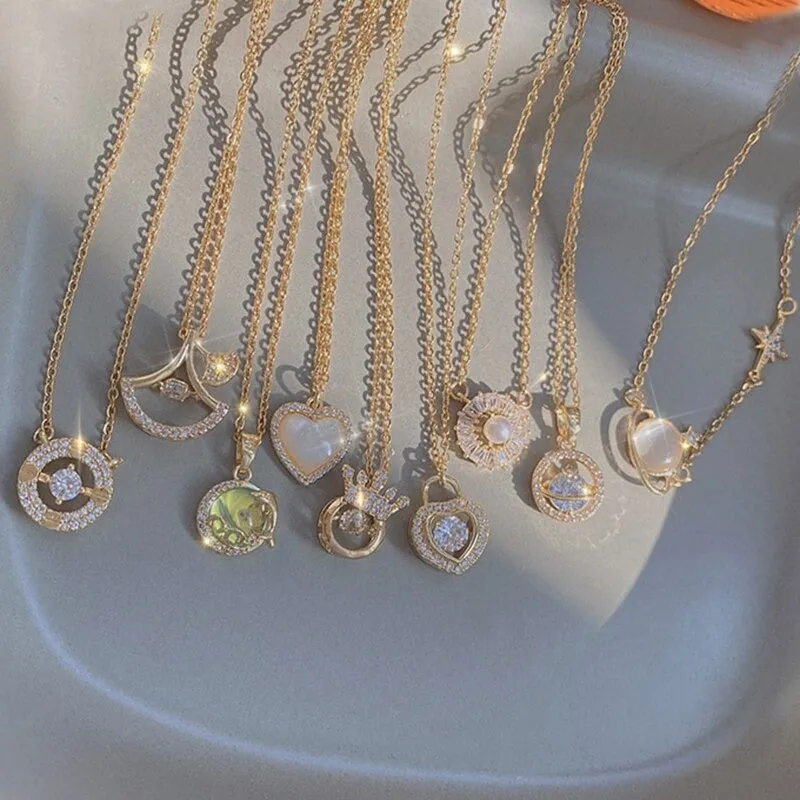 Exquisite Clavicle Chain with Multi-Style Pendant Necklaces