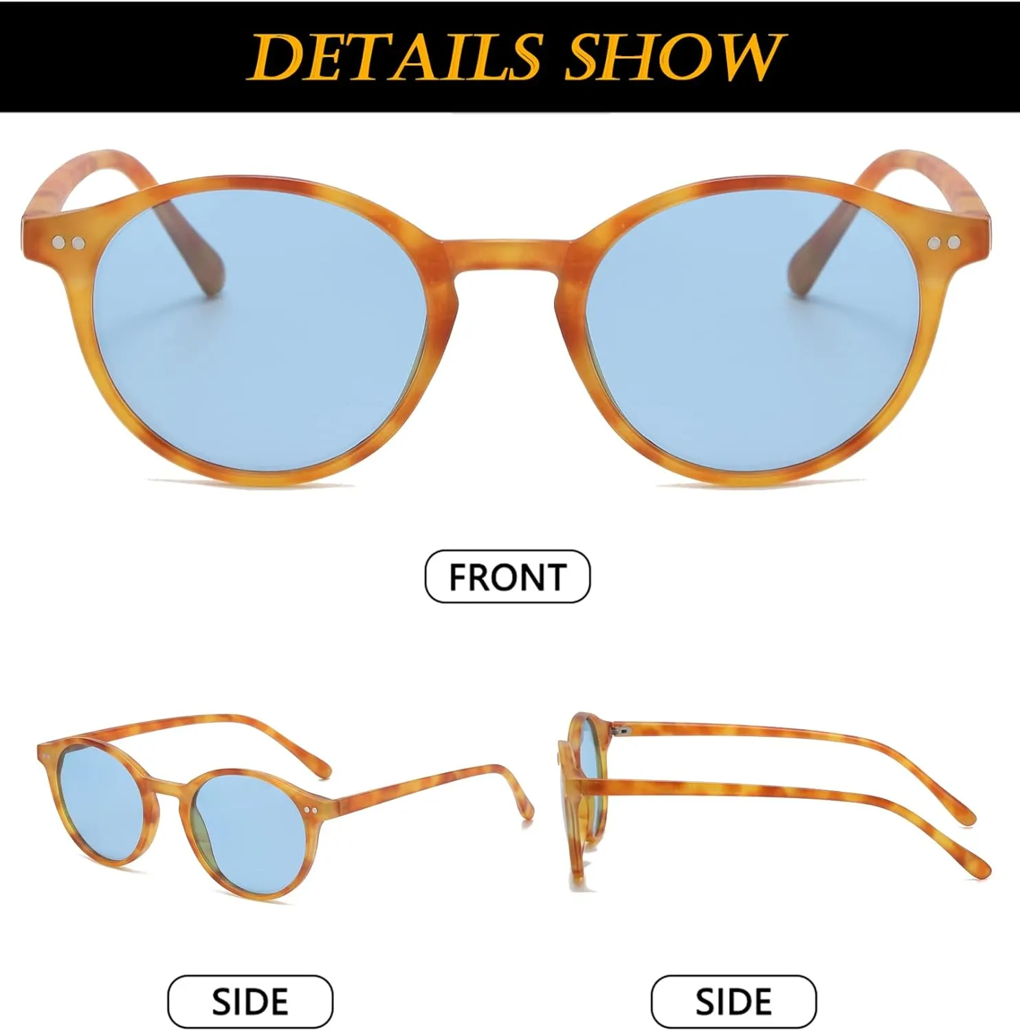 EYLRIM Classic Polarized Round Sunglasses for Women Men Vintage Style Lightweight Circle Frame Sun Glasses