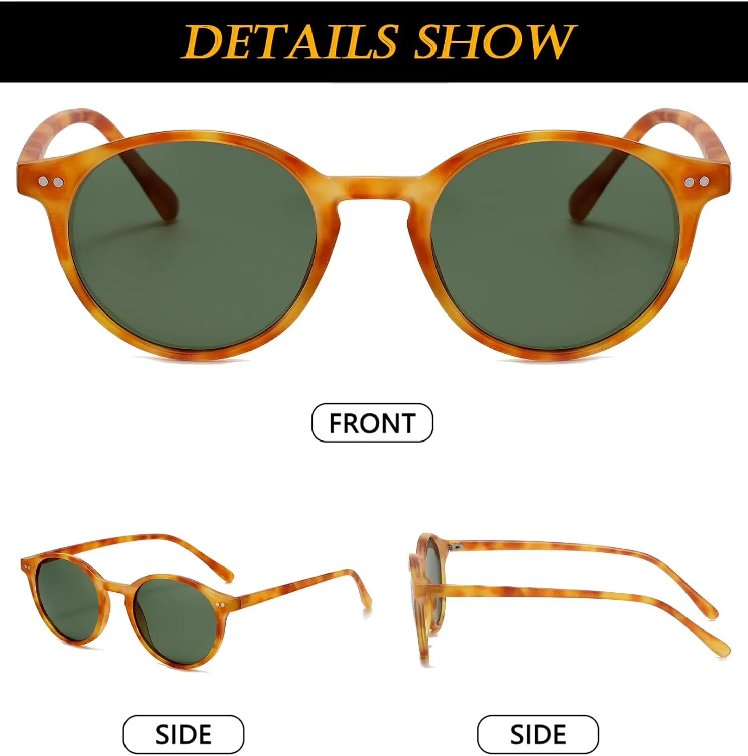 EYLRIM Classic Polarized Round Sunglasses for Women Men Vintage Style Lightweight Circle Frame Sun Glasses