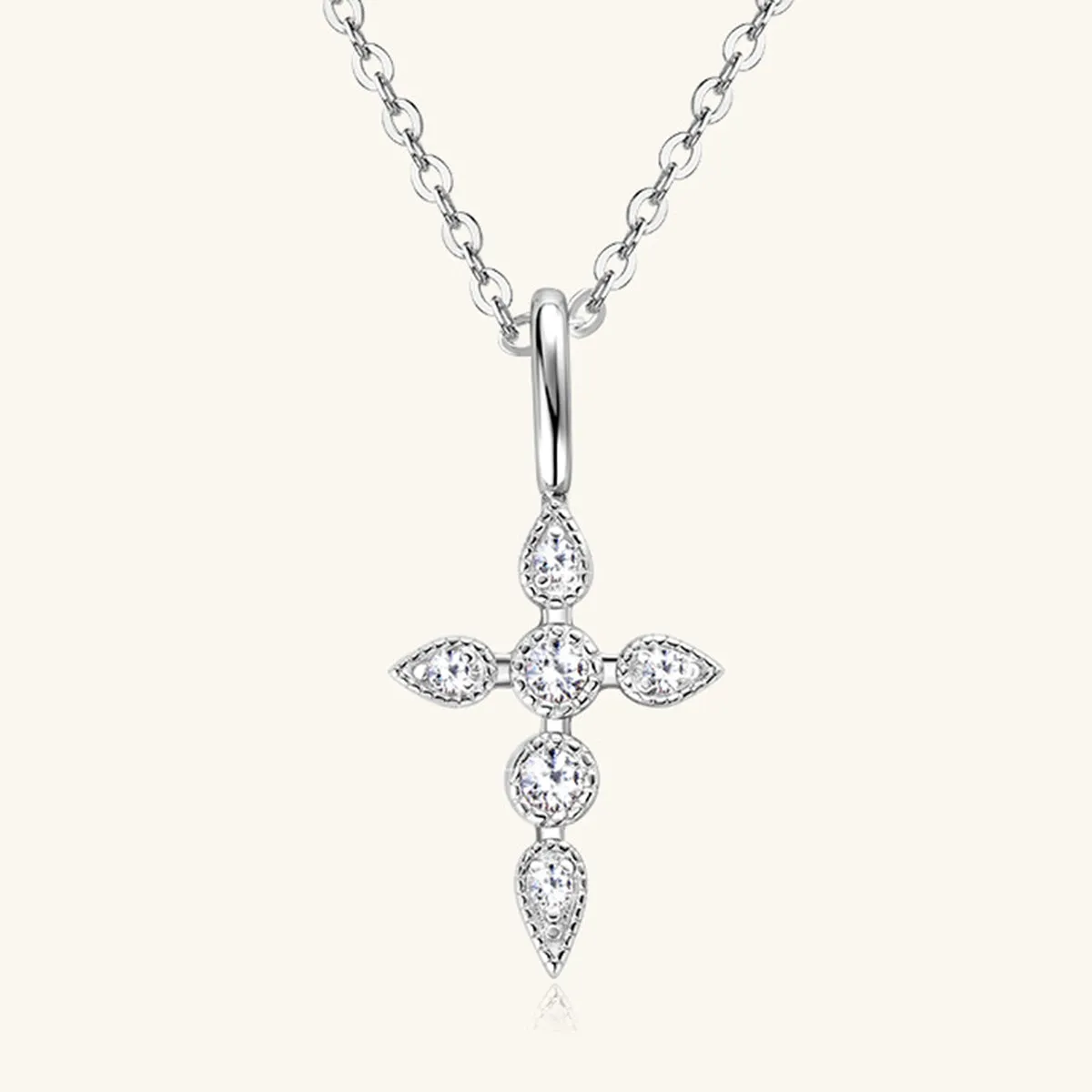 Faith and Brilliance: 925 Sterling Silver Moissanite Cross Pendant Necklace