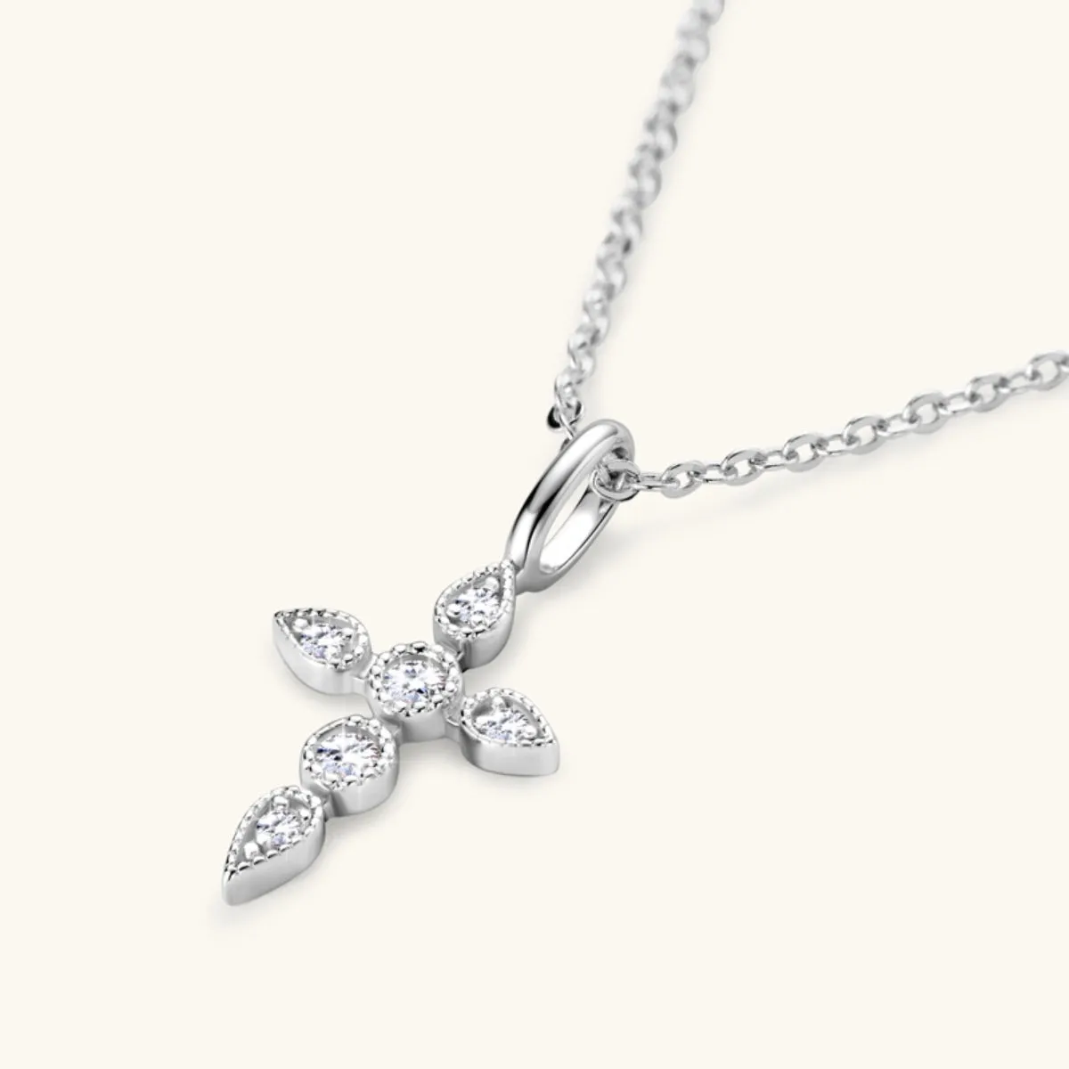 Faith and Brilliance: 925 Sterling Silver Moissanite Cross Pendant Necklace