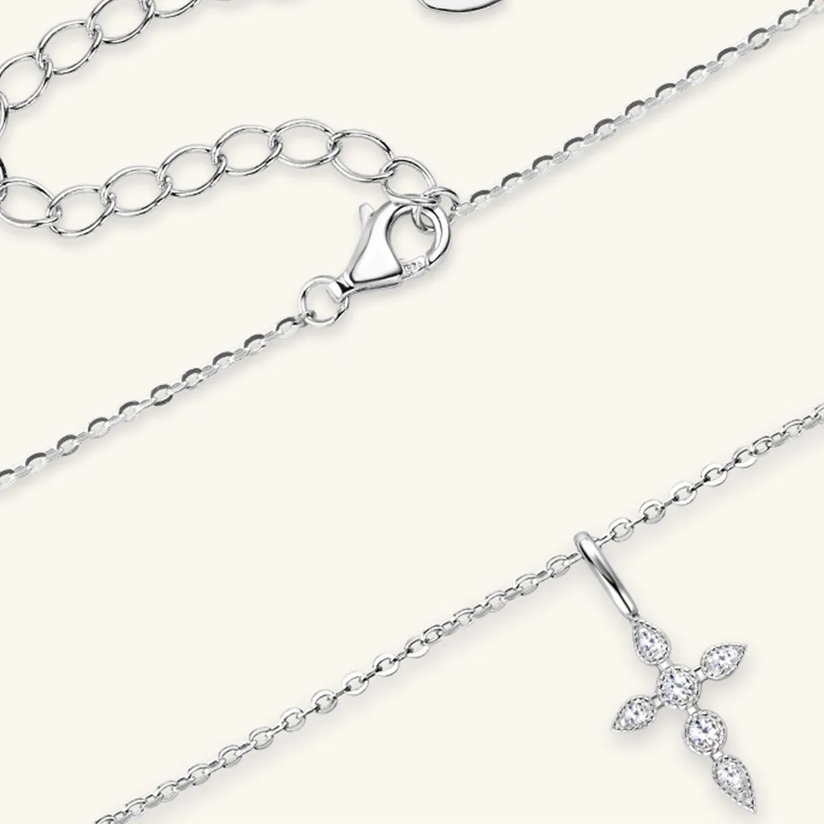 Faith and Brilliance: 925 Sterling Silver Moissanite Cross Pendant Necklace