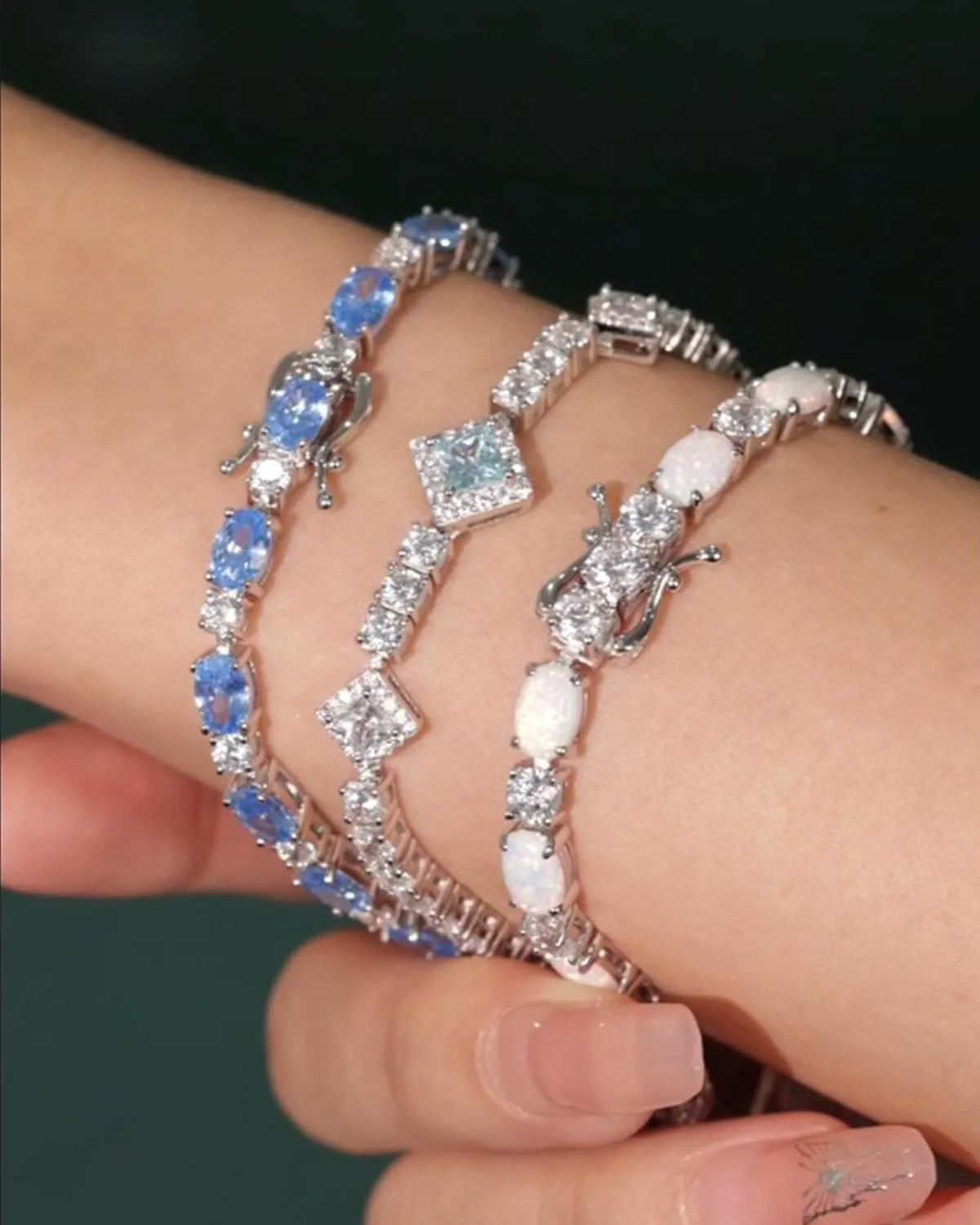 FANCIME Birthstone Bracelets Sterling Silver Tennis Bracelets Charm Fine Jewelry Mother's Day Birthday Gifts for Women Mom 7"