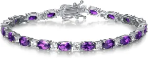 FANCIME Birthstone Bracelets Sterling Silver Tennis Bracelets Charm Fine Jewelry Mother's Day Birthday Gifts for Women Mom 7"