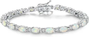 FANCIME Birthstone Bracelets Sterling Silver Tennis Bracelets Charm Fine Jewelry Mother's Day Birthday Gifts for Women Mom 7"