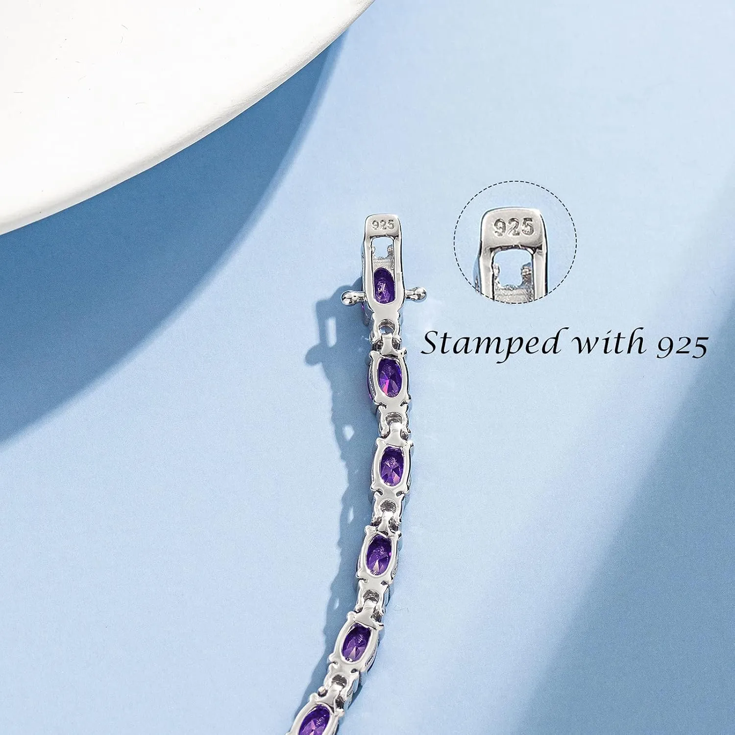 FANCIME Birthstone Bracelets Sterling Silver Tennis Bracelets Charm Fine Jewelry Mother's Day Birthday Gifts for Women Mom 7"