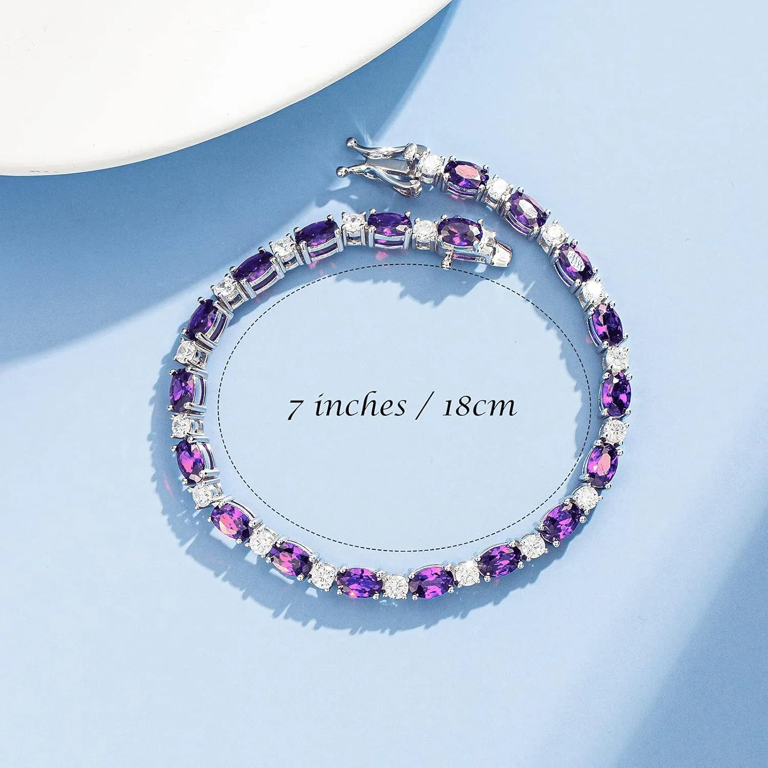 FANCIME Birthstone Bracelets Sterling Silver Tennis Bracelets Charm Fine Jewelry Mother's Day Birthday Gifts for Women Mom 7"