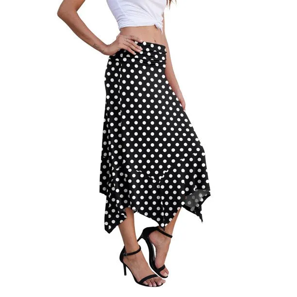Fantaslook Women's Summer Flowy Handkerchief Hemline Midi Skirts