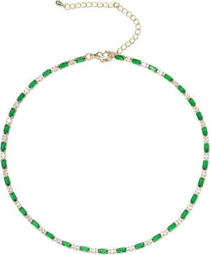 FANZE Dainty Choker Necklaces for Women Cubic Zircon Gold Plated Tennis Necklace Trendy Jewelry Gift for Wedding Chrismas Thanksgiving Valentine Mother Day Easter