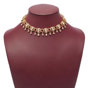 Farah Kundan Necklace Set in Maroon
