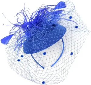 Fascinator for Women Tea Party Derby Hat Vintage Mesh Feathers Flower Wedding Hair Clip Pillbox Headpieces