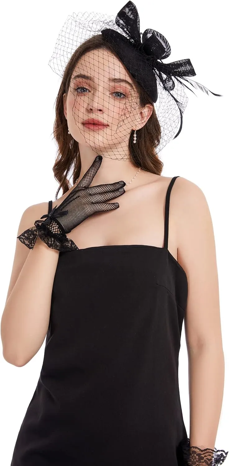 Fascinator Hat Veil Feather Fascinator Tea Party Bridal Wedding Veil Pillbox Hat