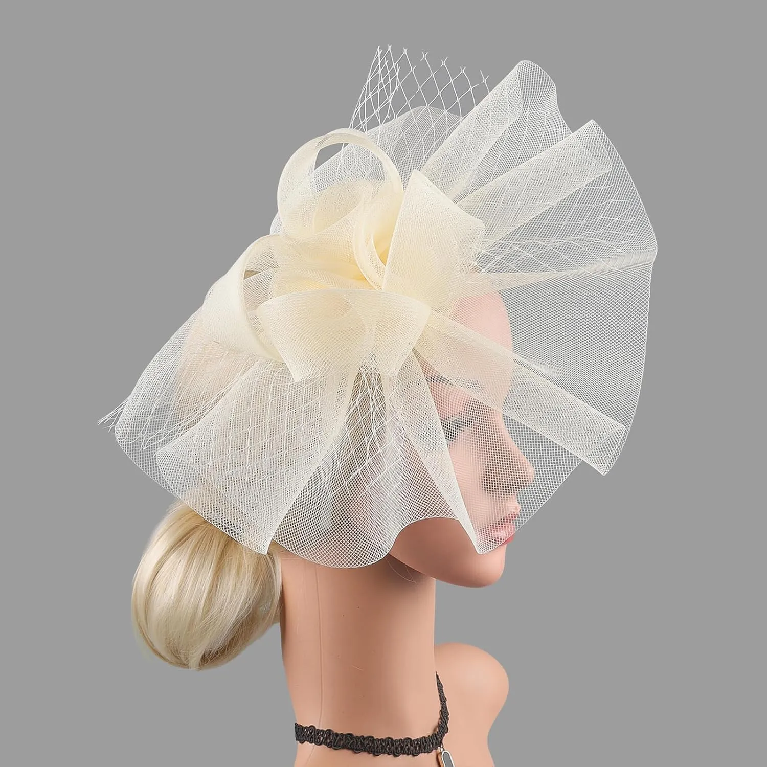 Fascinator Hats for Women Tea Party Hats and Gloves Pearl Jewelry Set Derby Hat for Cocktail Wedding