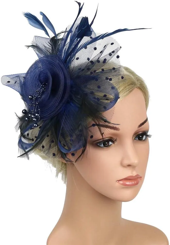 Fascinators for Women Derby Hat with Clip for Cocktail Ball Wedding Bridal Wedding Veil