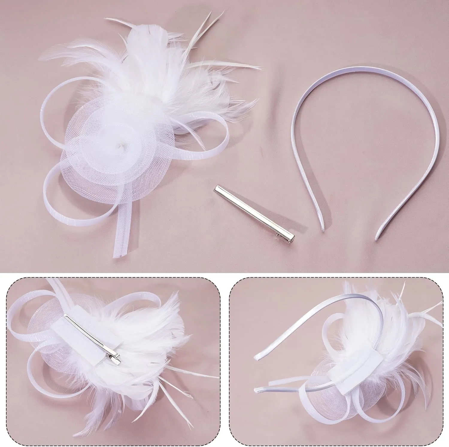 Fascinators Hat for Women Cocktail Wedding 20s Tea Party Headwear Gloves