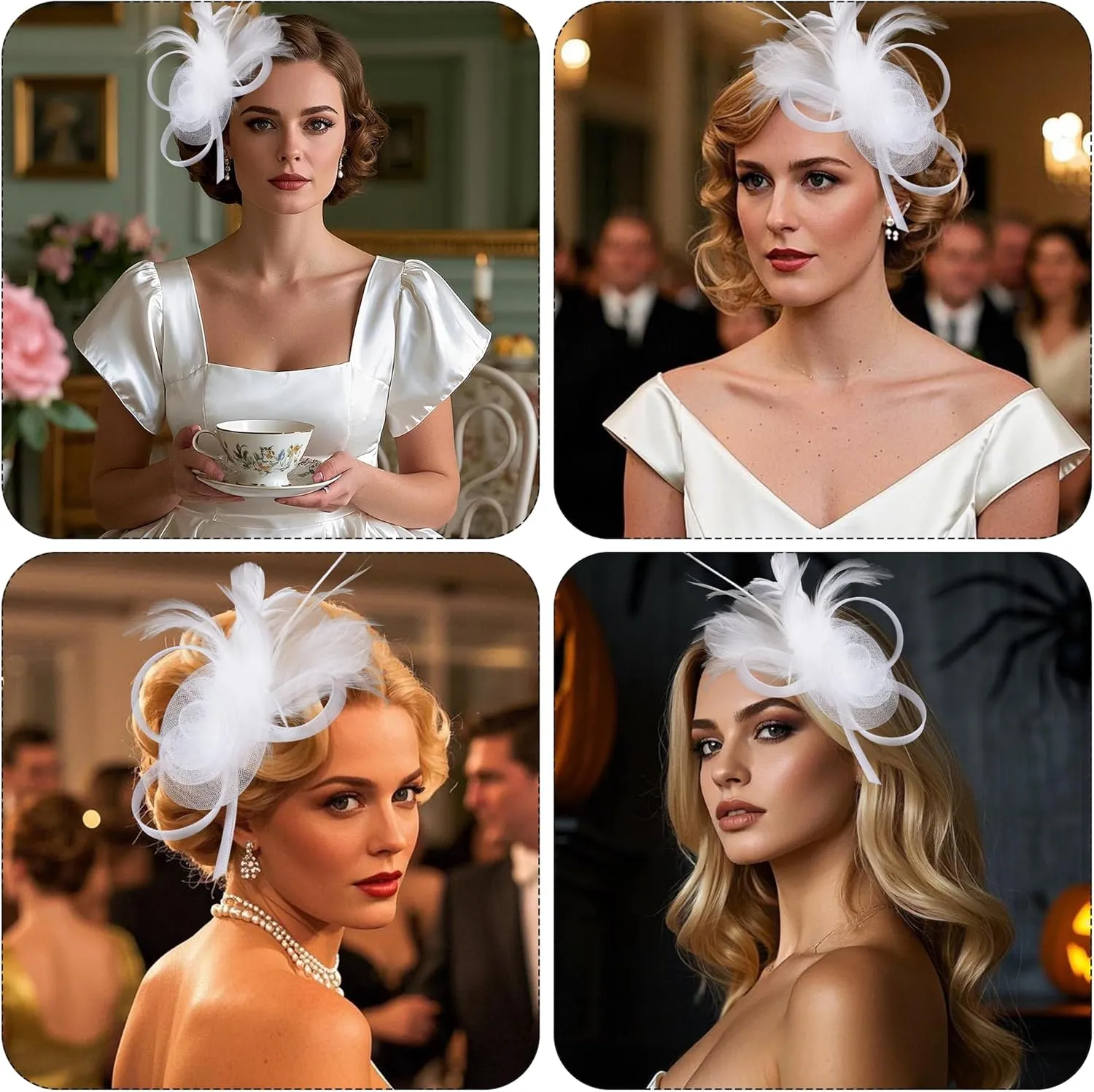Fascinators Hat for Women Cocktail Wedding 20s Tea Party Headwear Gloves