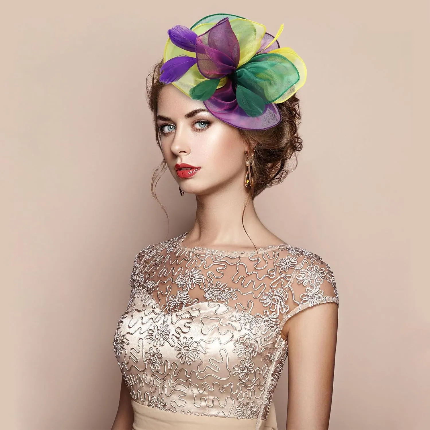 Fascinators Hats with Gloves Set for Women 20s 50s Cocktail Tea Party Wedding Costume Headwear