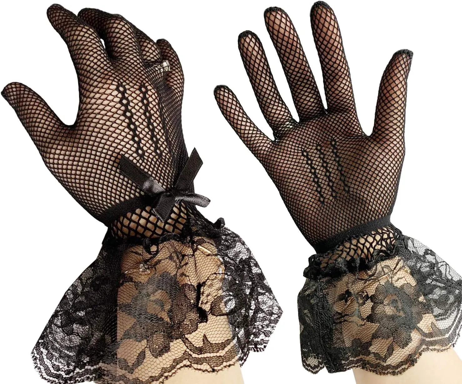 Fascinators Headband Cocktail Feathers Hair Clip,with1 Pair Black Lace Gloves