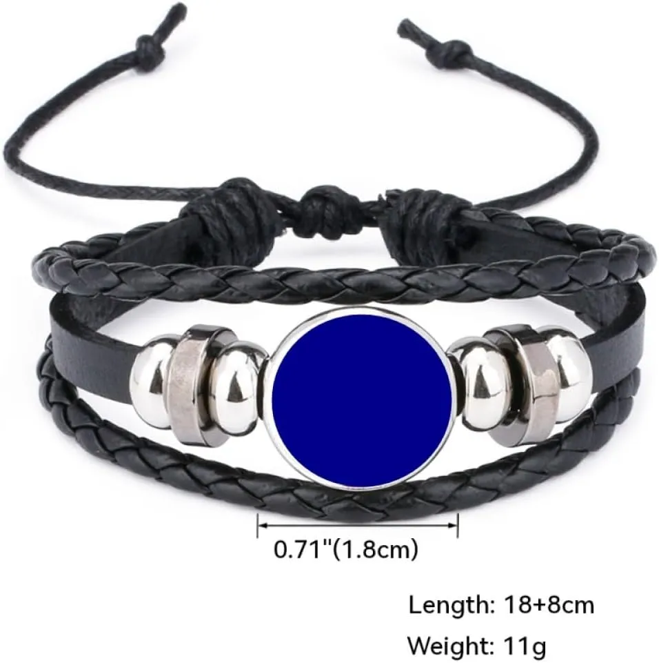 Fashion Bhutan Flag Bracelet - Asian Countries Multi-Layer Braided Leather Adjustable Bangle, Fashion Wristban