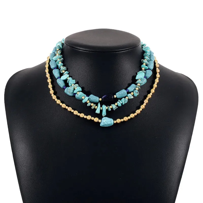Fashion Bohemian Style Natural Turquoise Necklace Women