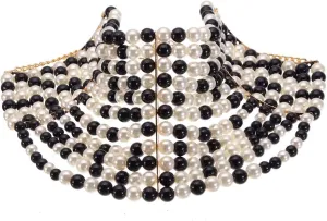 Fashion Jewelry Chunky Statement Necklace, Simulated Pearls Bib Necklace Costume