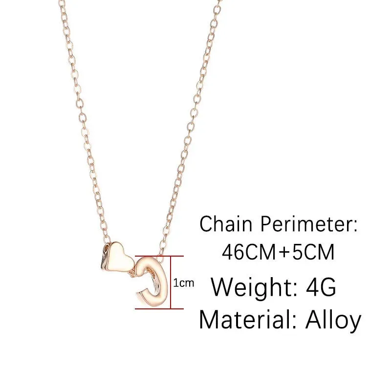 Fashion Tiny Gold/Silver Color Initial Necklace Heart Pendant