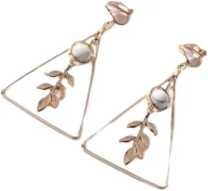Fashion Women Korean Geometric Pearl Geometric Long Clip on Earrings for Women Fashion Party No Pierced Earrings
