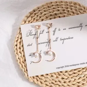 Fashion Women Korean Geometric Pearl Geometric Long Clip on Earrings for Women Fashion Party No Pierced Earrings