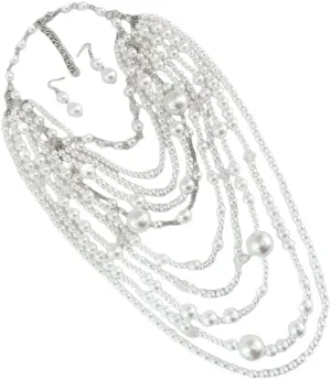 Fashionable Handmade Beaded Statement Pearls Jewelry Set for Parties Supplies