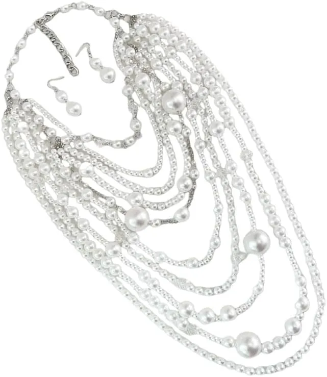 Fashionable Handmade Beaded Statement Pearls Jewelry Set for Parties Supplies
