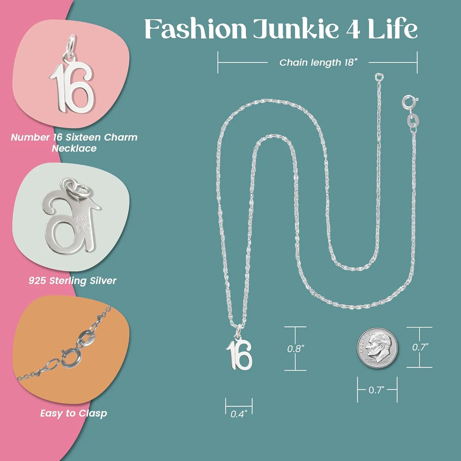 FashionJunkie4Life Milestone Numbers Pendant Necklace for Birthdays and Anniversaries Gift