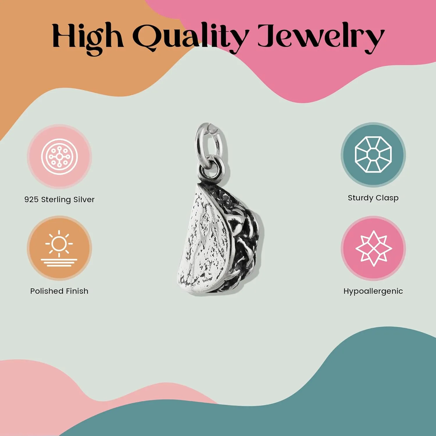 FashionJunkie4Life Sterling Silver Fun Dainty Food Pendant Necklaces for Women
