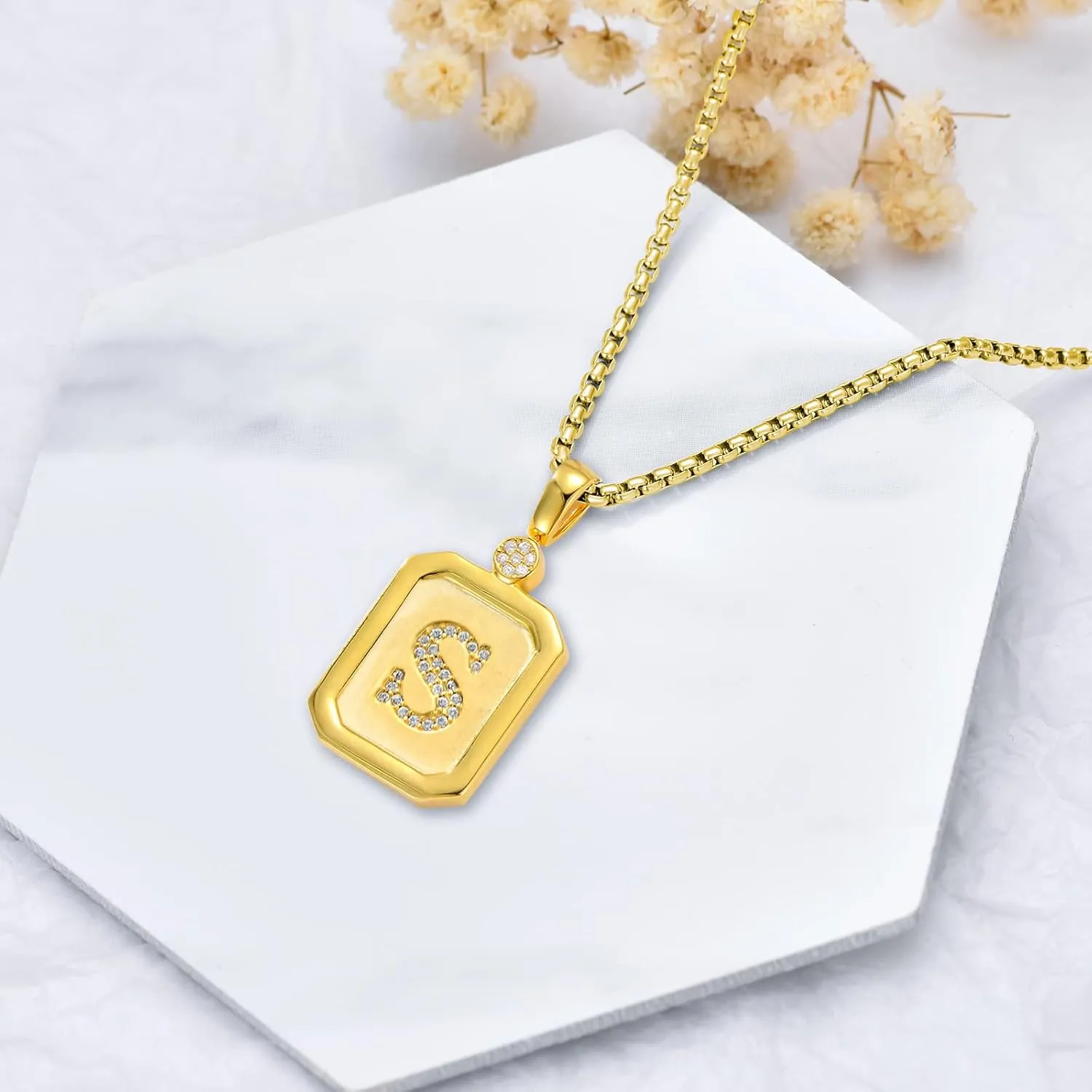 Fathers Day Gifts for Women Men, Gold Initial Necklace s925 Sterling Silver Alphabet A to Z Letter Personalized Name Pendant Necklace Birthday Christmas Jewelry Gifts for Her Him (18k Real Gold Filled)