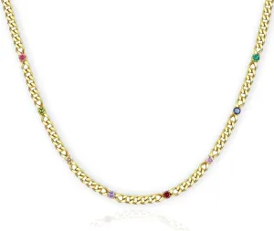 Figaro Women Simulated Diamond Necklace dainty gold necklace 18K Gold Plated Minimalist Cubic Zirconia Stainless Steel Necklace gold jewelry for women Cute Crystal Necklaces