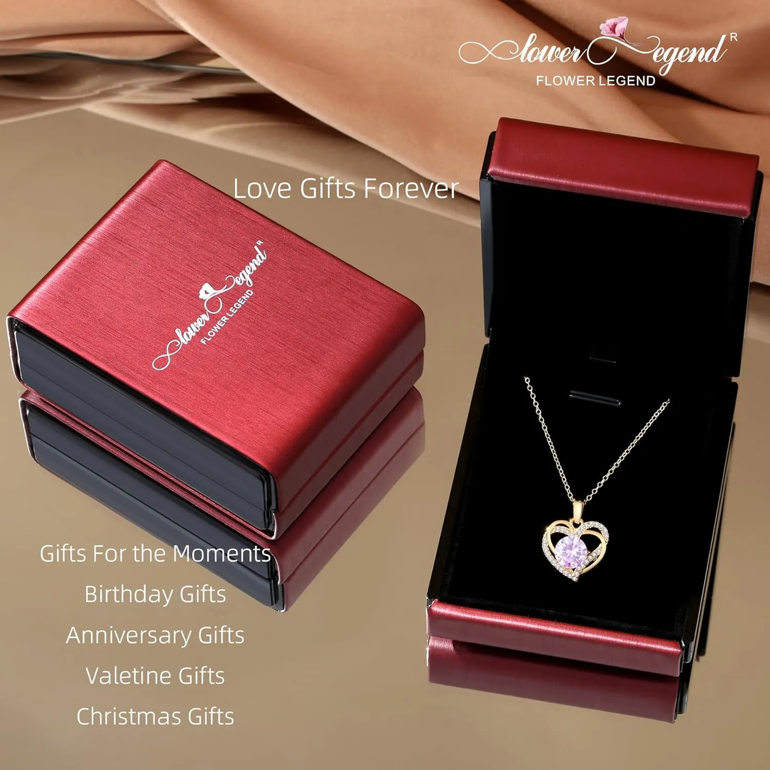 Find Your Unique Birthstone Jewelry,Moissanite Birthstone Necklace,Sterling Gold Plated Silver Necklace with Heart Pendant, Wedding Anniversary, Birthday,Valentine's Gifts for Her