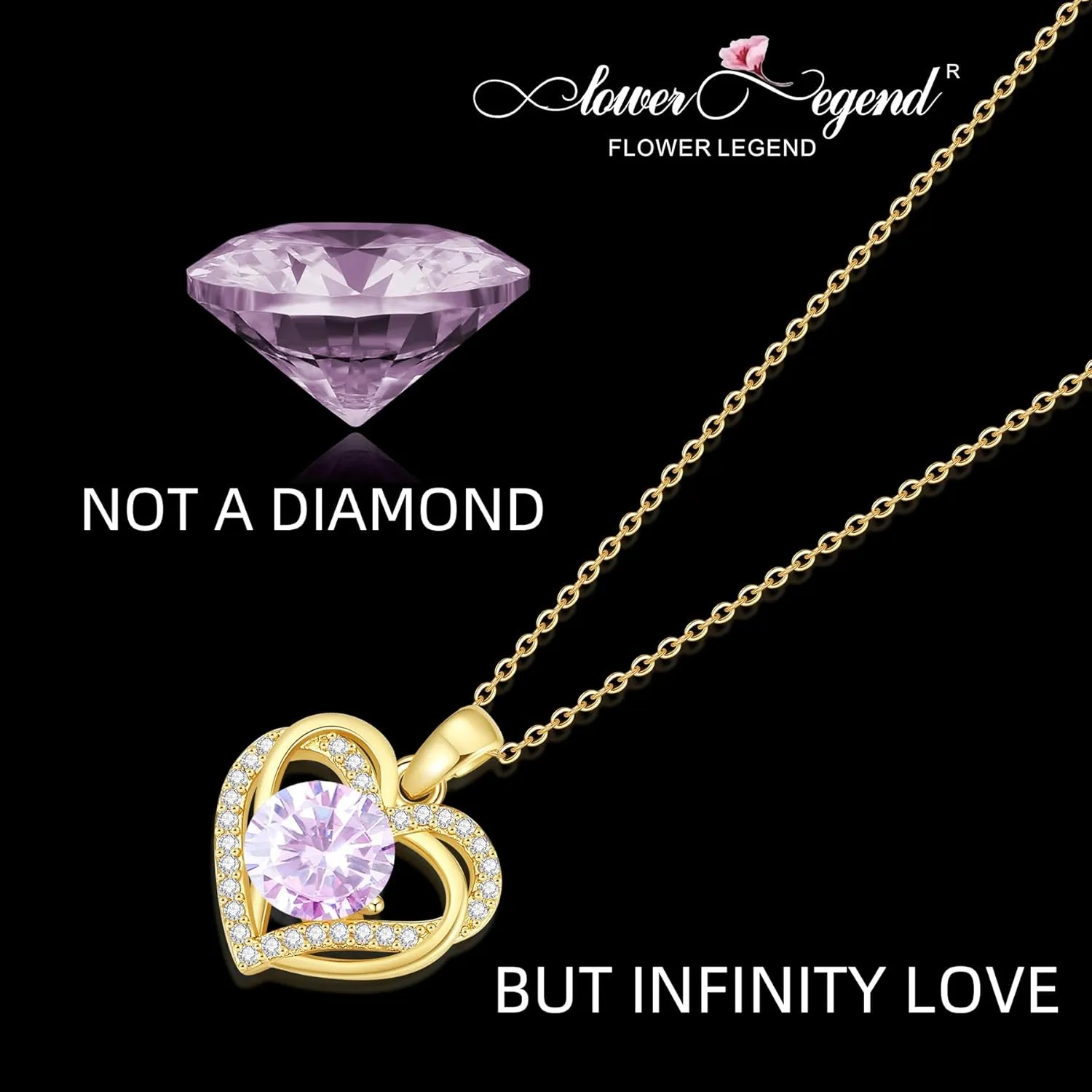 Find Your Unique Birthstone Jewelry,Moissanite Birthstone Necklace,Sterling Gold Plated Silver Necklace with Heart Pendant, Wedding Anniversary, Birthday,Valentine's Gifts for Her