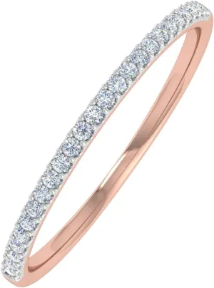 FINEROCK 0.08 Carat (ctw) 10K Gold Round White Diamond Ladies Dainty Anniversary Wedding Stackable Ring