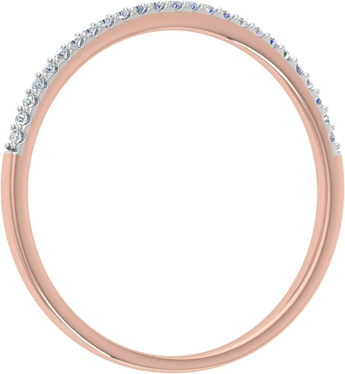 FINEROCK 0.08 Carat (ctw) 10K Gold Round White Diamond Ladies Dainty Anniversary Wedding Stackable Ring