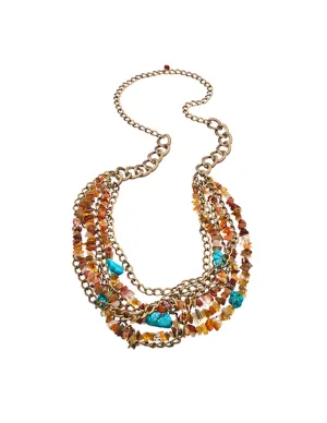 Fiore Three Strand Rosso Bib Necklace