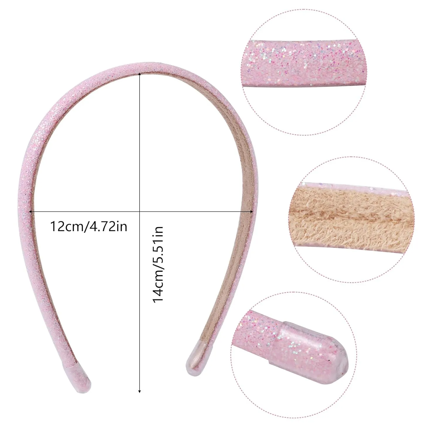 Fishdown Thin Glitter Headbands 6 Pack, Including Gold, Silver, Rose Red, Pink, Blue, Light Blue for Girls and Women, Non-slip Upgraded Sequin Headband with Soft Fabric Cover