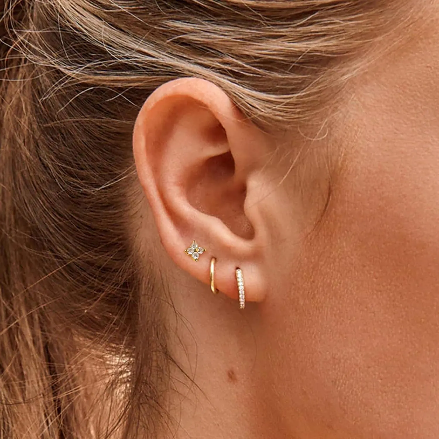 Flat Back Stud Earrings for Women Simple Tiny Circle Triangle Square Bar Stud Earrings Mini Cartilage Tragus Earring Jewelry Gifts