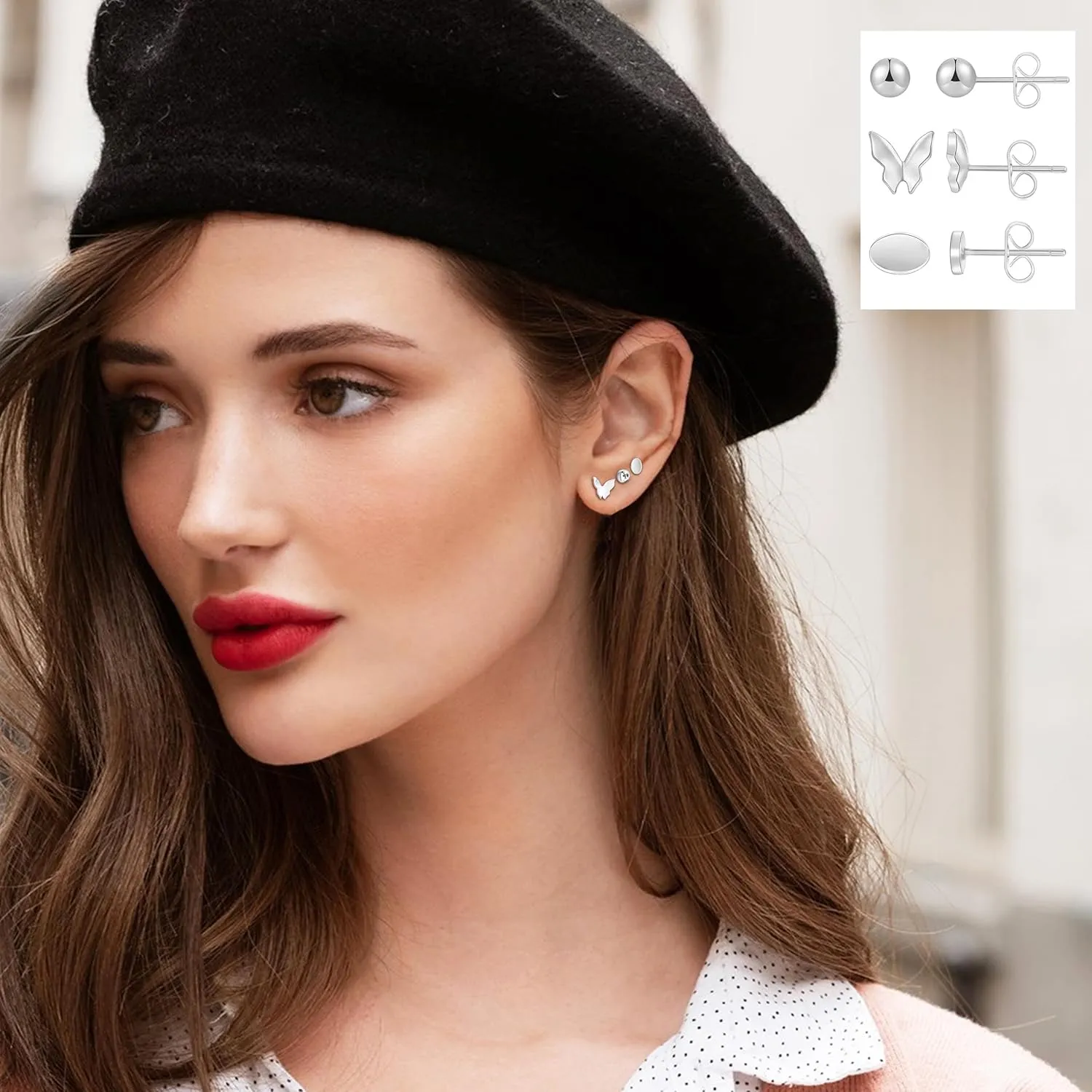 Flat Back Stud Earrings for Women Simple Tiny Circle Triangle Square Bar Stud Earrings Mini Cartilage Tragus Earring Jewelry Gifts