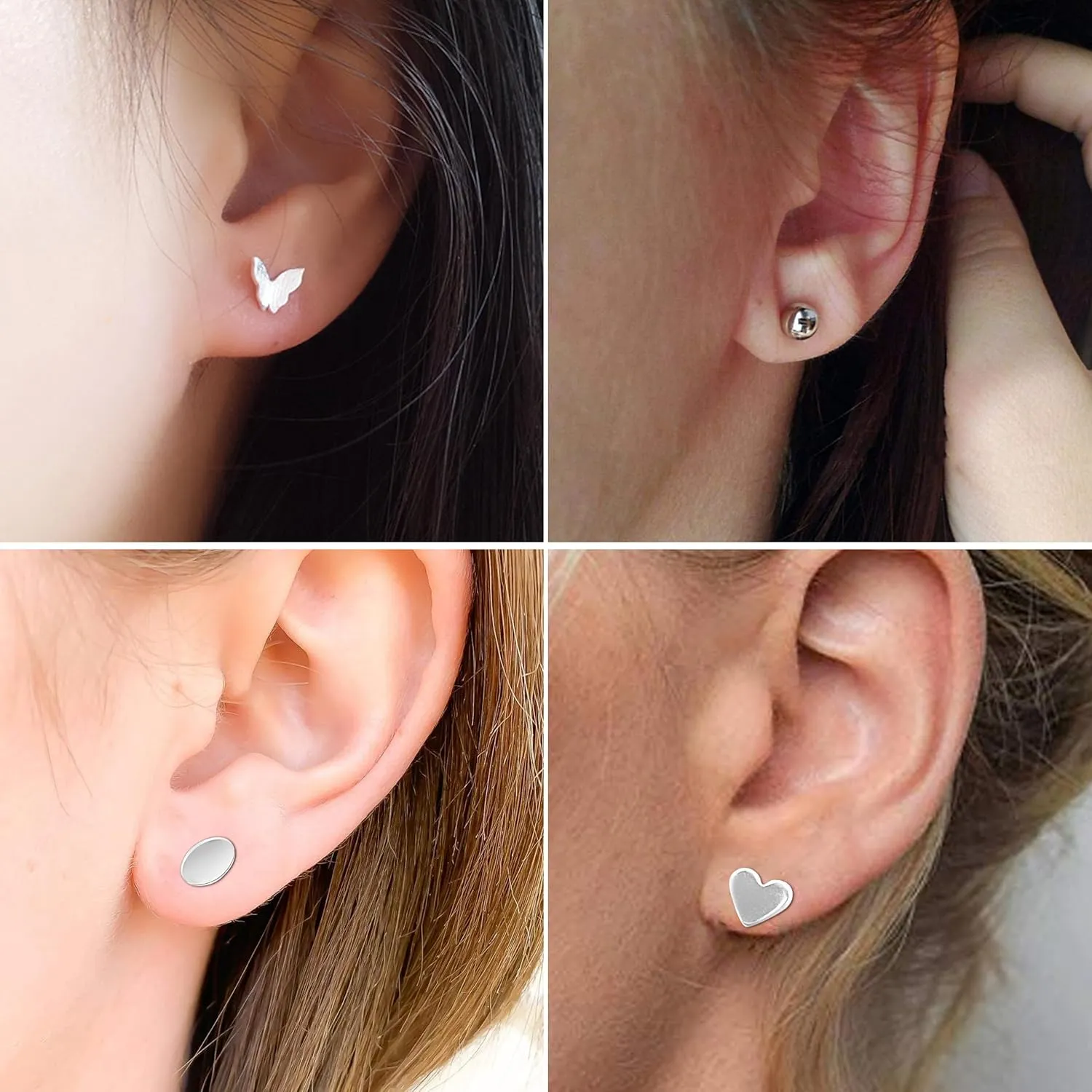 Flat Back Stud Earrings for Women Simple Tiny Circle Triangle Square Bar Stud Earrings Mini Cartilage Tragus Earring Jewelry Gifts