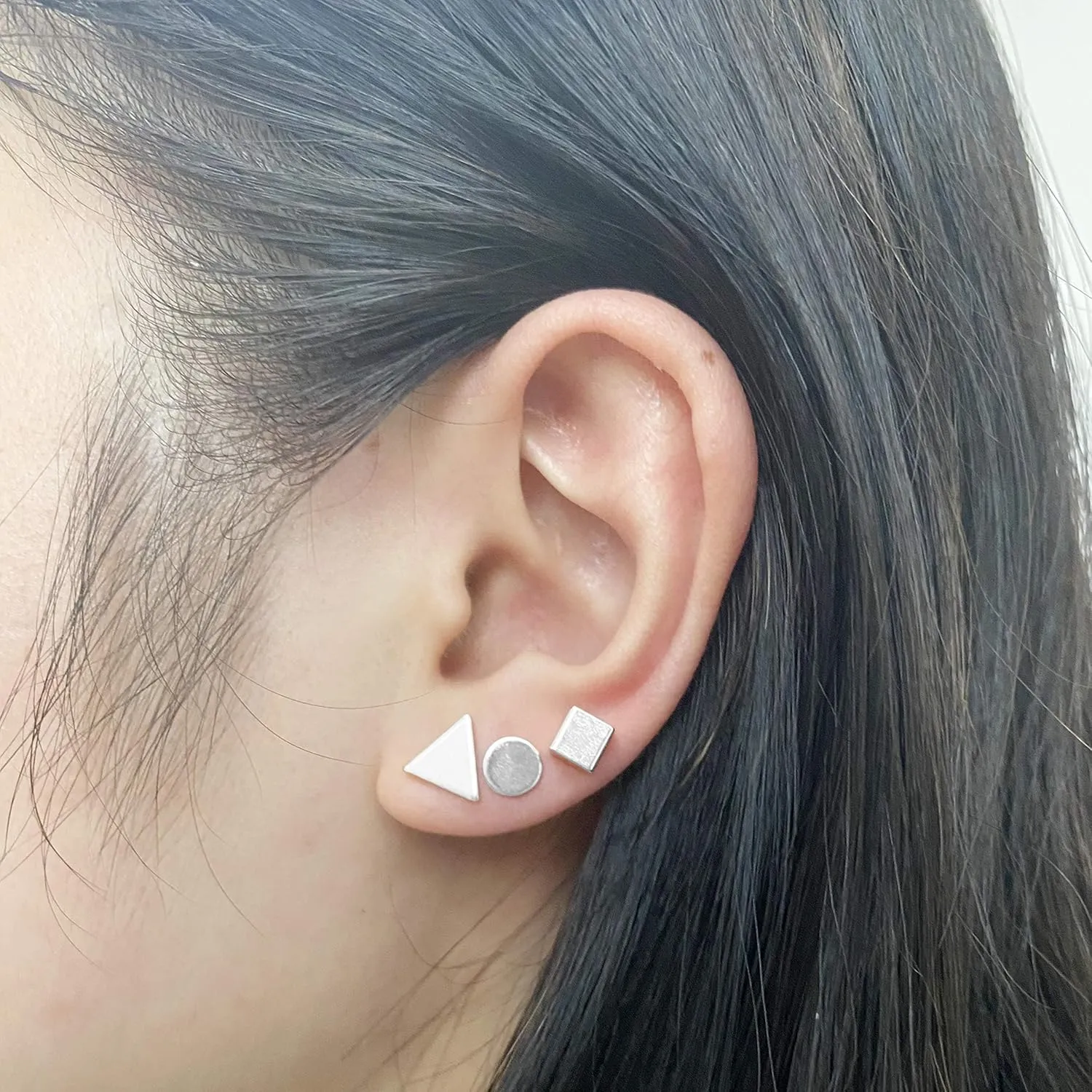 Flat Back Stud Earrings for Women Simple Tiny Circle Triangle Square Bar Stud Earrings Mini Cartilage Tragus Earring Jewelry Gifts