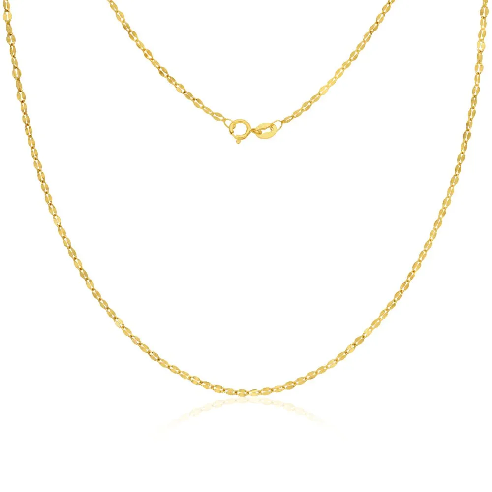 Flat Marine Chain Necklace in 14K Gold