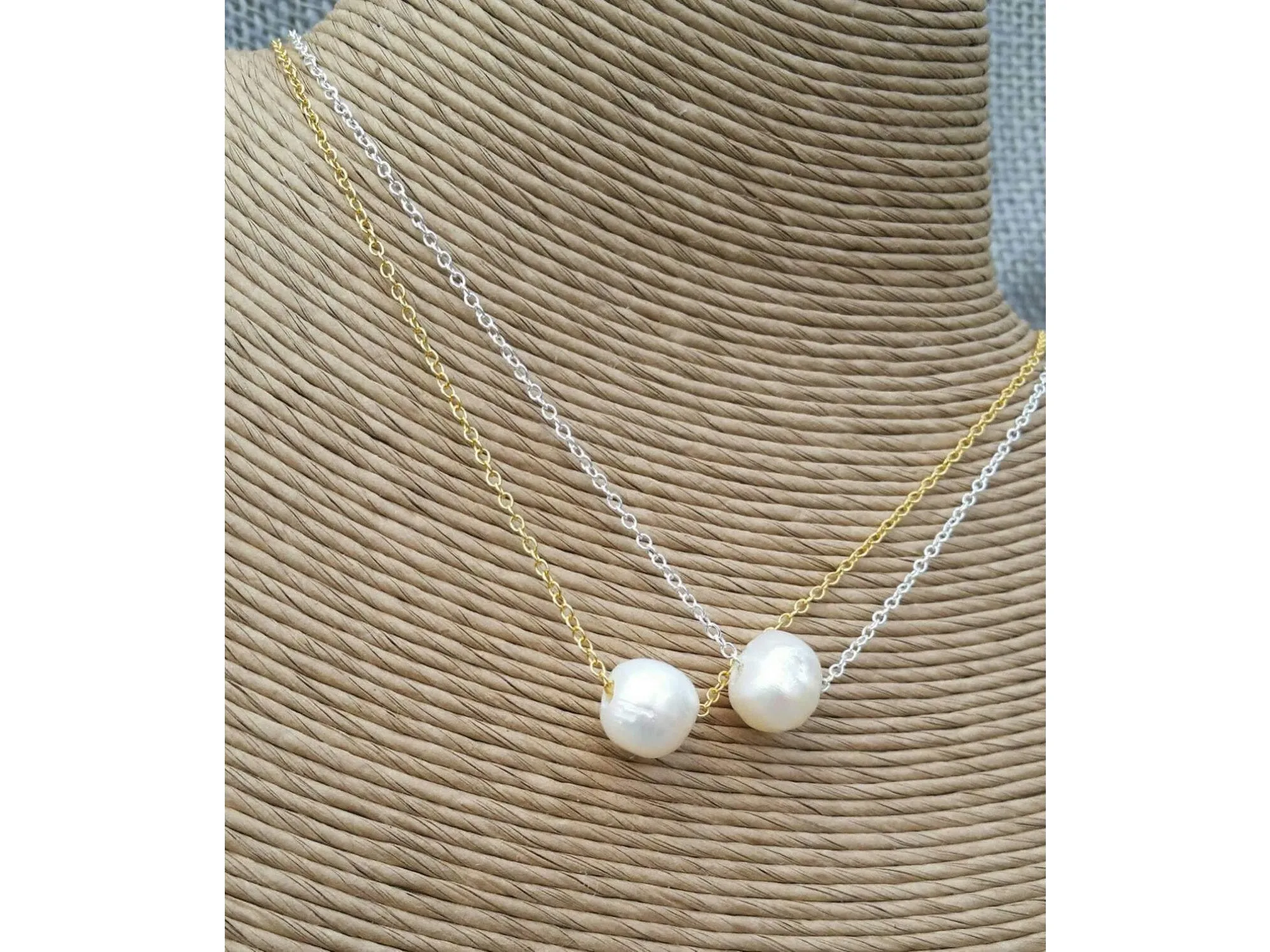 Floating Single pearl necklace