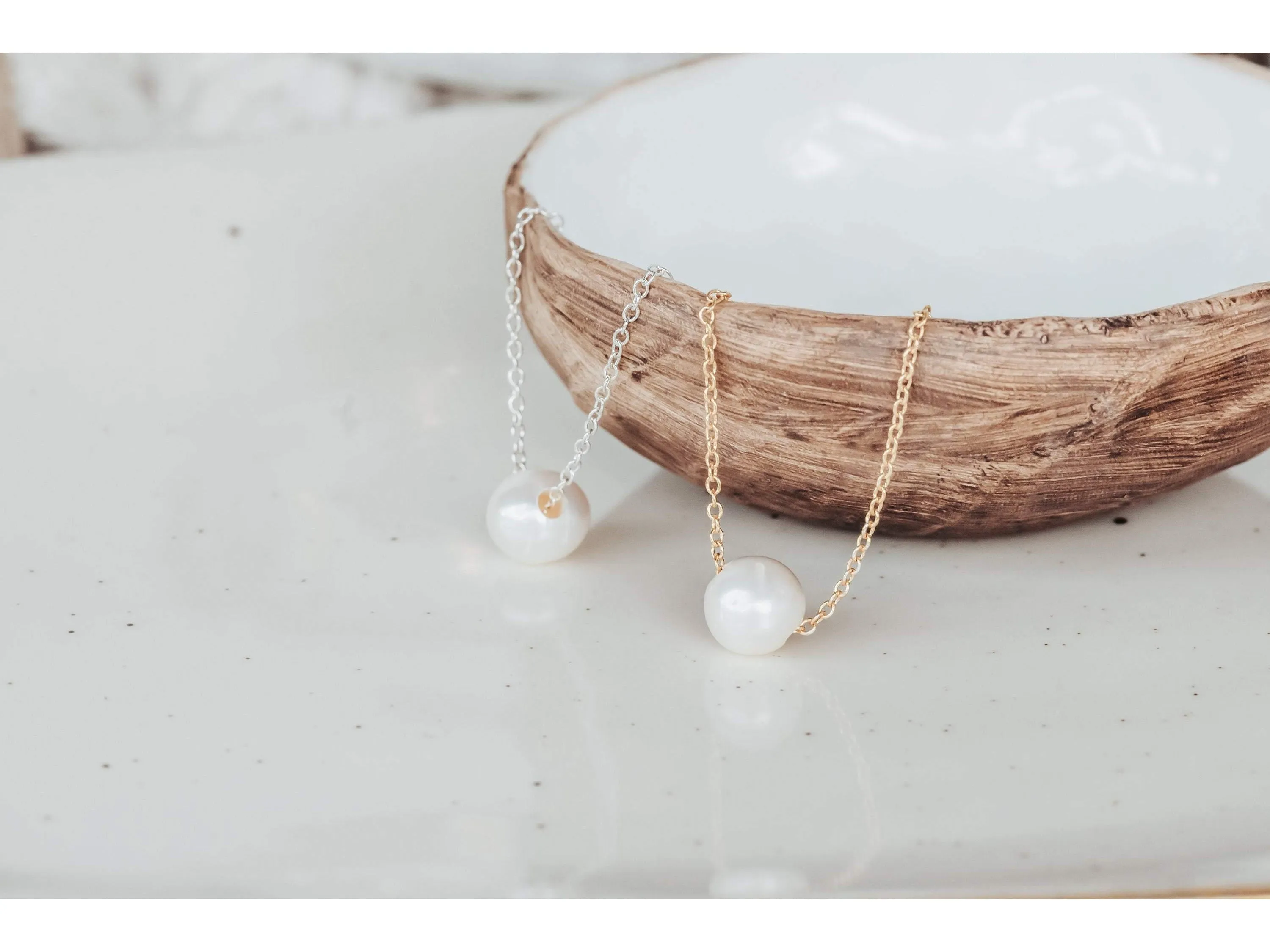 Floating Single pearl necklace