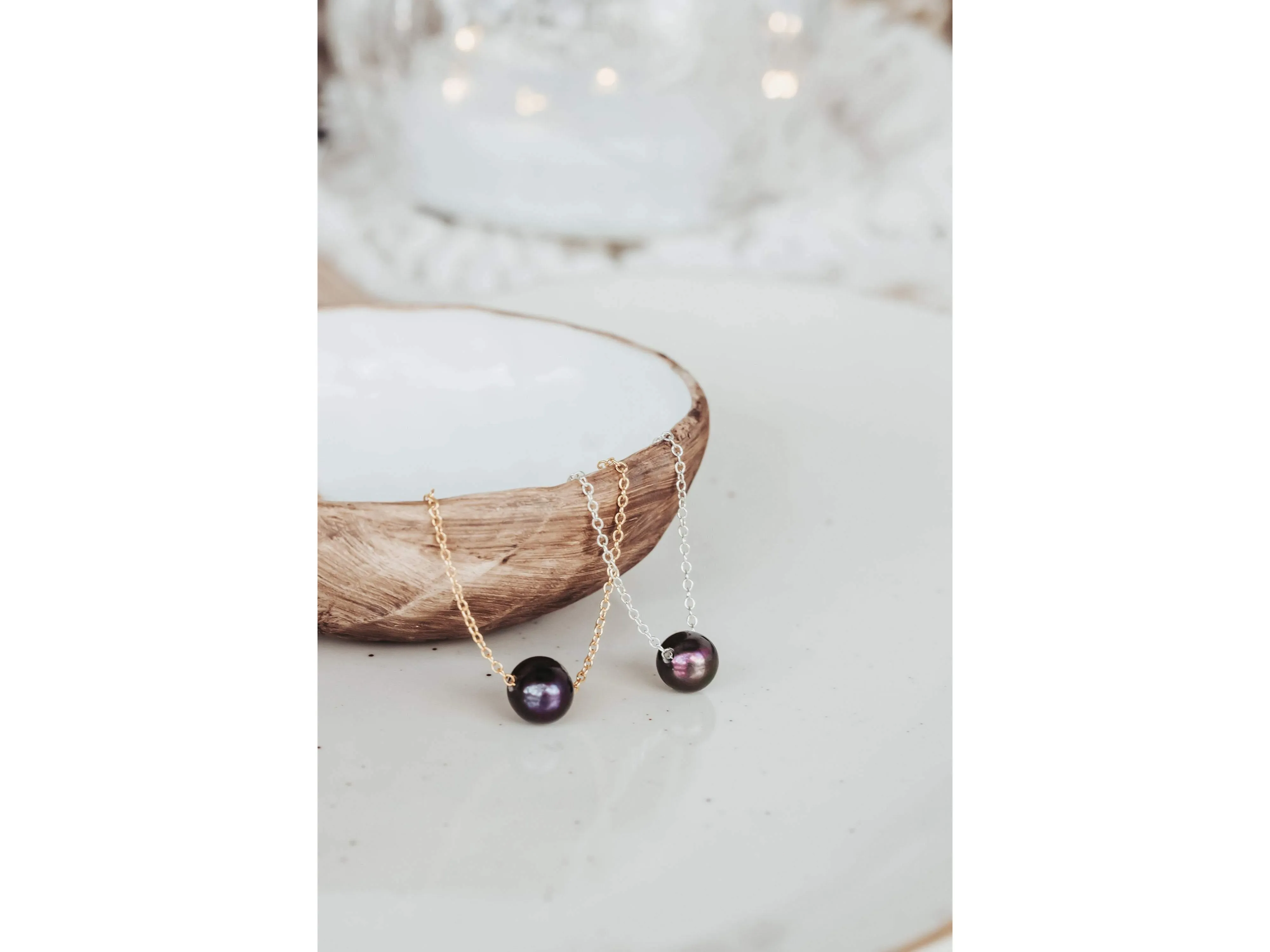 Floating Single pearl necklace