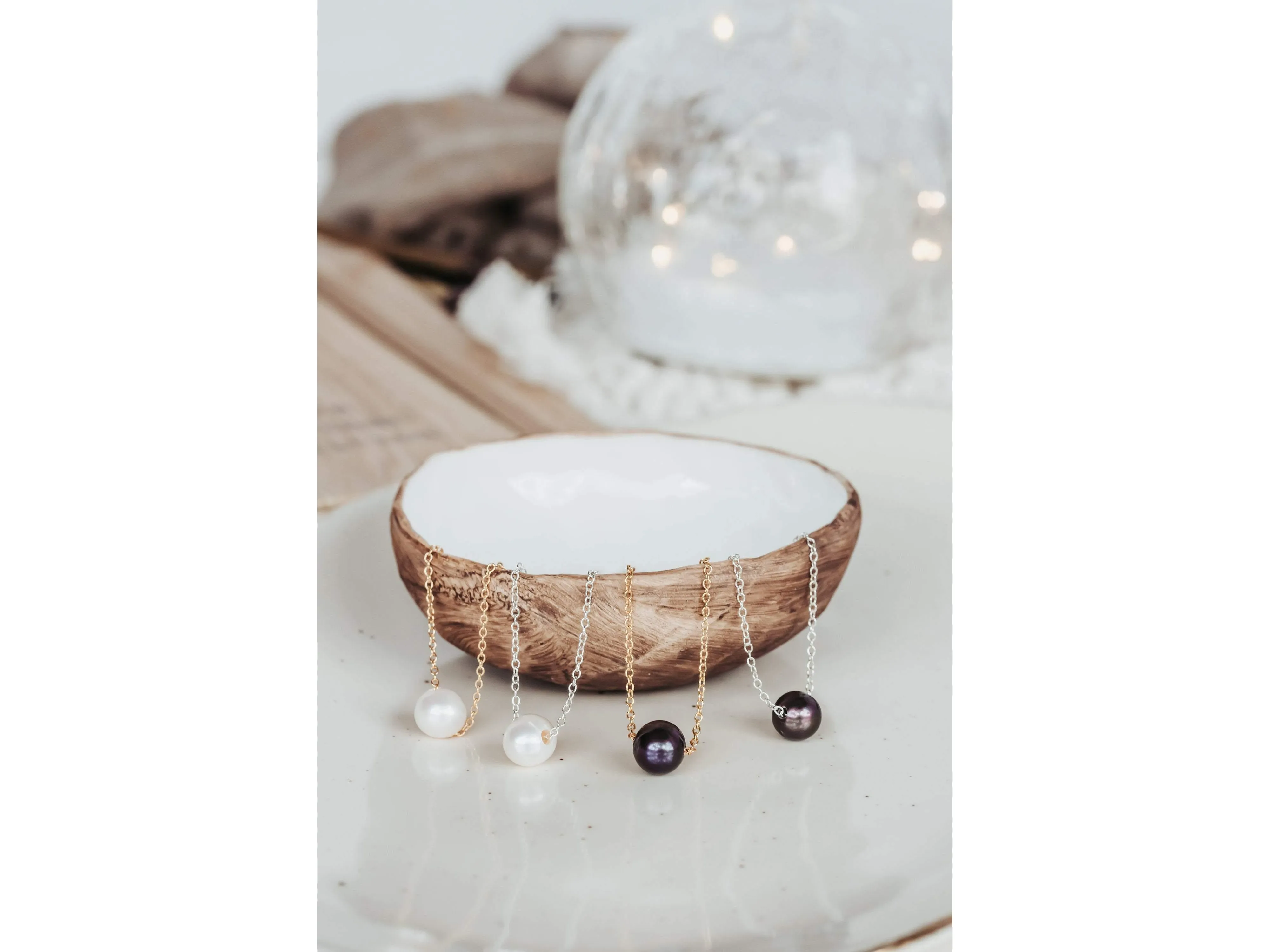 Floating Single pearl necklace