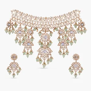 Floral Adorns Silver Moissanite Choker Necklace